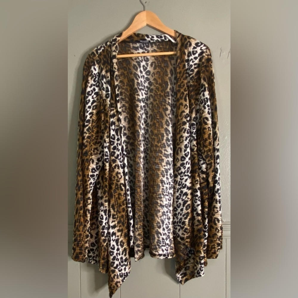 Jazz USA Leopard Print Open Front Long Sleeve Womens 5x Shrug Jacket